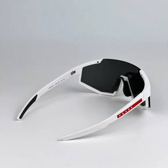 Prada PS04WSF TWK06F Sunglasses White Rubber Dark Grey Rectangle Unisex
